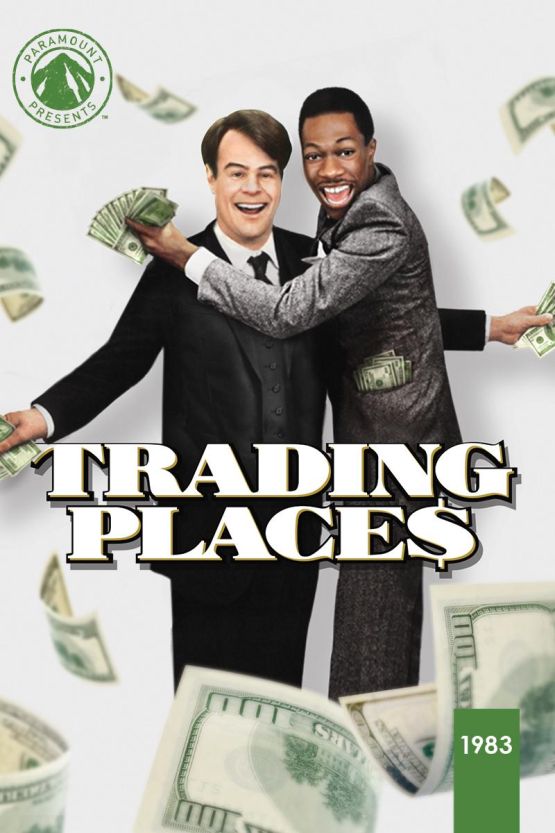 Official Trading Places poster featuring Eddie Murphy, Dan Aykroyd, and the film’s title logo
